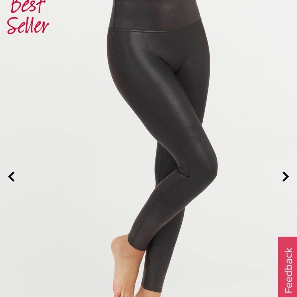 SPANX Black Faux-Leather High-Rise Leggings